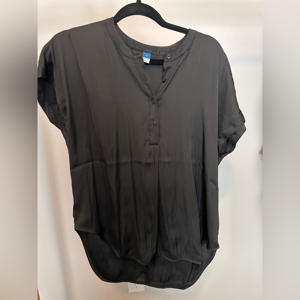 Old Navy Black V-Neck Henley Top